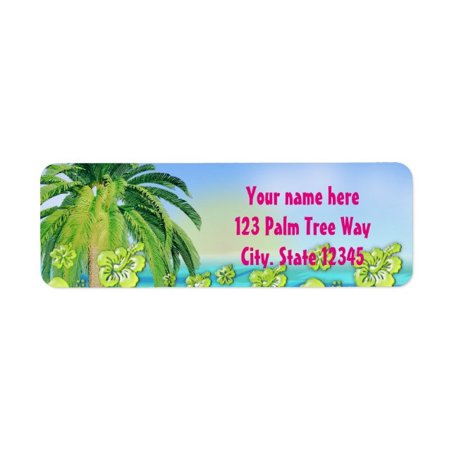 Tropical Beach Hibiskus Luau Adressetikett (Vorne)