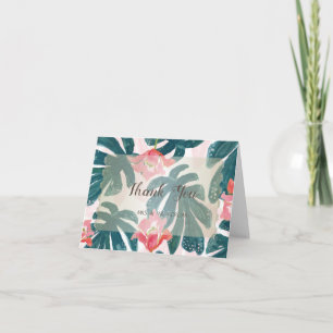 Tropical Beach Hibiskus Palm Blätter Dankeskarte
