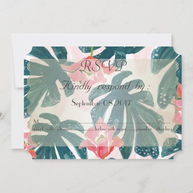 Tropical Beach Hibiskus Palm Blätter UAWG Einladung (Vorderseite)