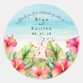 Tropical Beach Hibiskus Paper Plate Runder Aufkleber