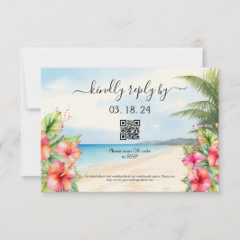 Tropical Beach Hibiskus RSVP Karte