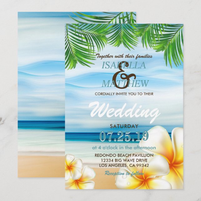 Tropical Beach Hochzeit | Aufforderungen Einladung (Vorne/Hinten)