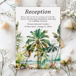 Tropical Beach Hochzeit in Urlaubsort Empfang Begleitkarte