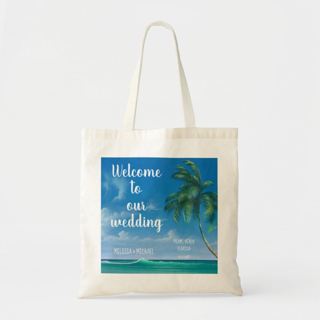 Tropical Beach Hochzeit in Urlaubsort Empfang Tragetasche (Vorne)