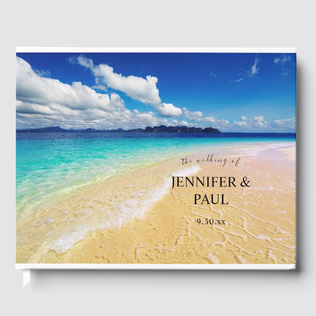 Tropical Beach Hochzeit in Urlaubsort Gästebuch (Vorderseite)