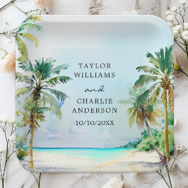 Tropical Beach Hochzeit in Urlaubsort Pappteller