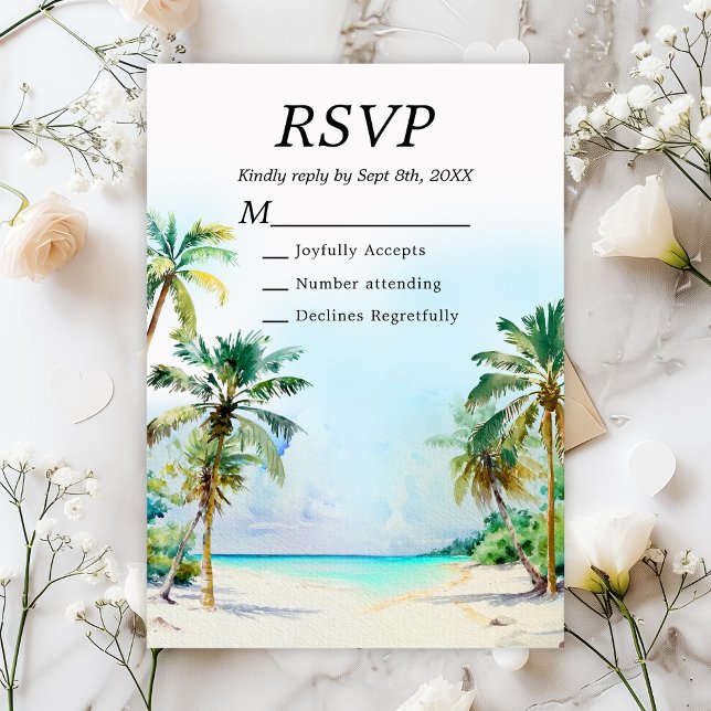 Tropical Beach Hochzeit in Urlaubsort RSVP Karte (Von Creator hochgeladen)