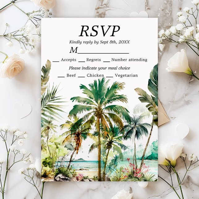Tropical Beach Hochzeit in Urlaubsort RSVP Karte (Von Creator hochgeladen)