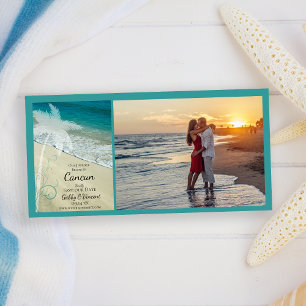 Tropical Beach Hochzeit in Urlaubsort Save the Dat Date