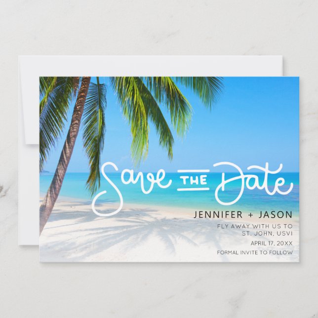 Tropical Beach Hochzeit in Urlaubsort Save the Dat Save The Date (Vorderseite)