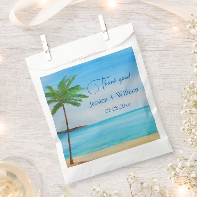 Tropical Beach Hochzeit in Urlaubsort Vielen Dank Geschenktütchen (Ausgeschnitten)