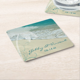 Tropical Beach Hochzeit Rechteckiger Pappuntersetzer