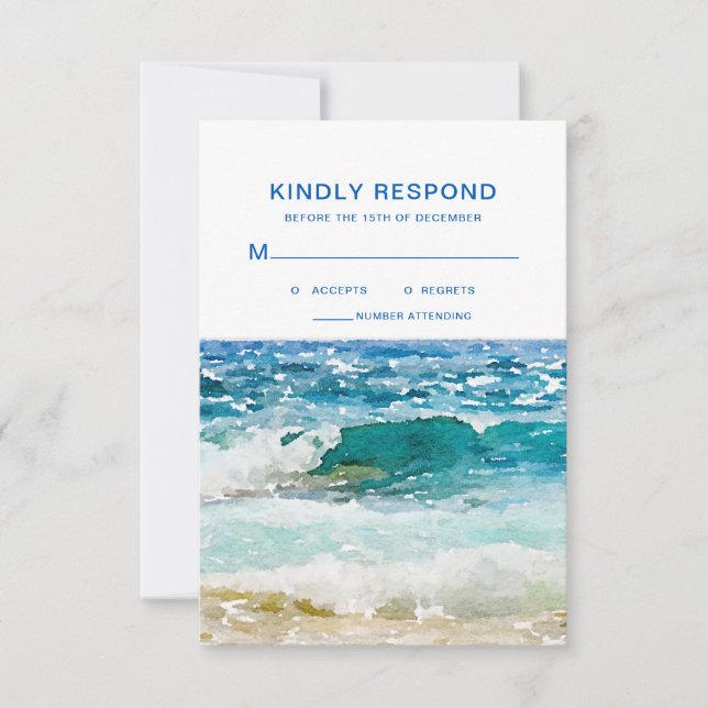 Tropical Beach Hochzeit RSVP Karte (Vorderseite)