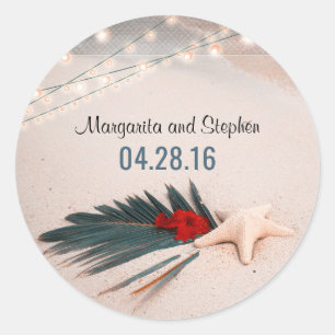 Tropical Beach Hochzeit Runder Aufkleber