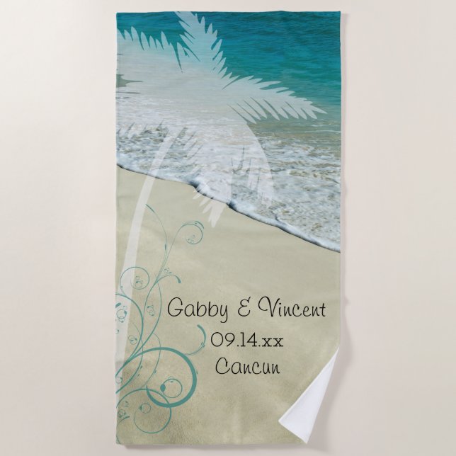 Tropical Beach Hochzeit Strandtuch (Vorderseite)