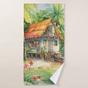 Tropical Beach House Bungalow Badhandtuch Set