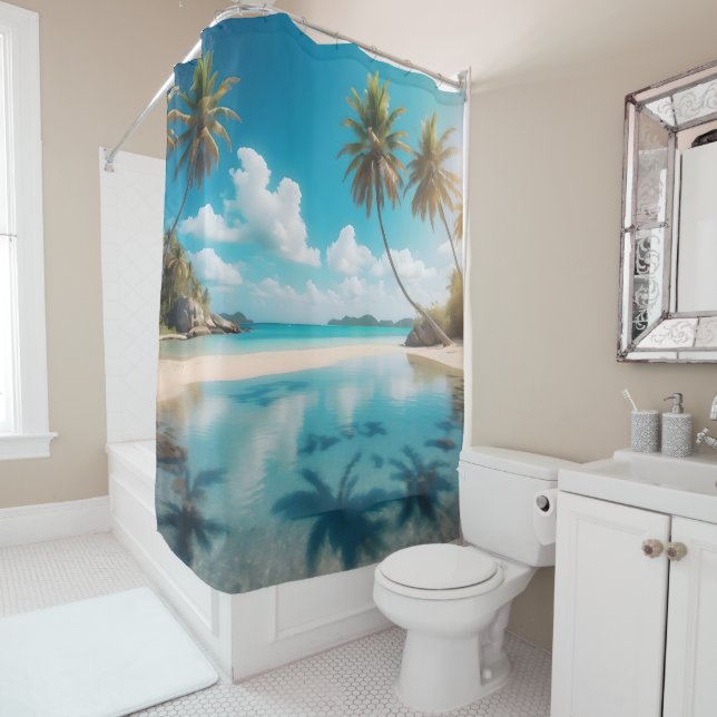 Tropical Beach House Douche rideau (En situation)