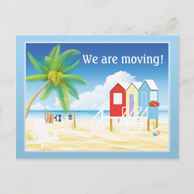 Tropical Beach Huts Adressenänderung Ankündigungspostkarte (Vorderseite)