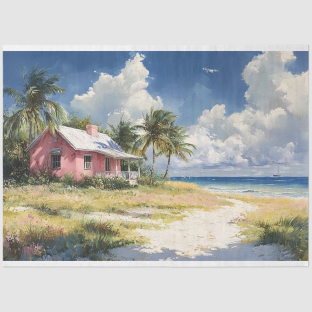 Tropical Beach Hütte Decoupage Seidenpapier (Vorderseite)