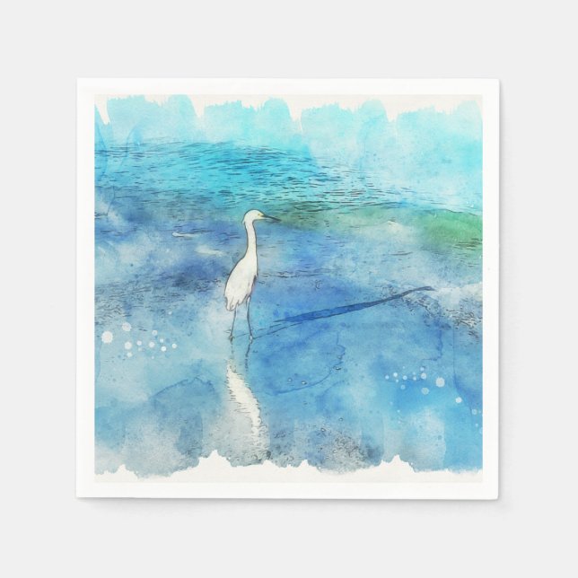Tropical Beach in Teal Aqua Turquoise Blue Serviette (Vorderseite)