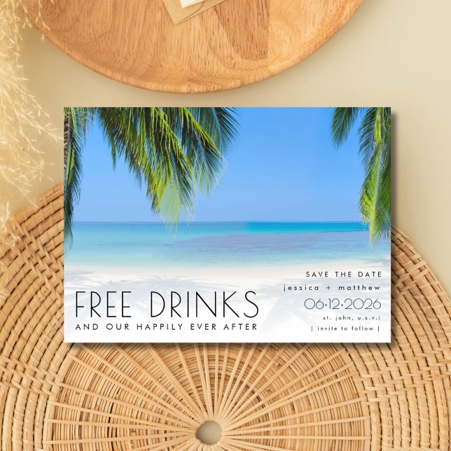 Tropical Beach Jungfrau Islands Foto Wedding Save The Date (Tropical Beach Virgin Islands Photo Wedding Save The Date)
