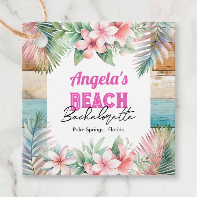 Tropical Beach Junggeselinnen-Abschied Geschenkanhänger (Vorderseite)