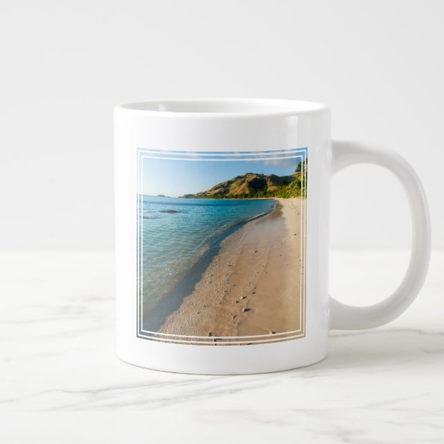 Tropical Beach Landschaft, Fidschi Jumbo-Tasse (Rechts)