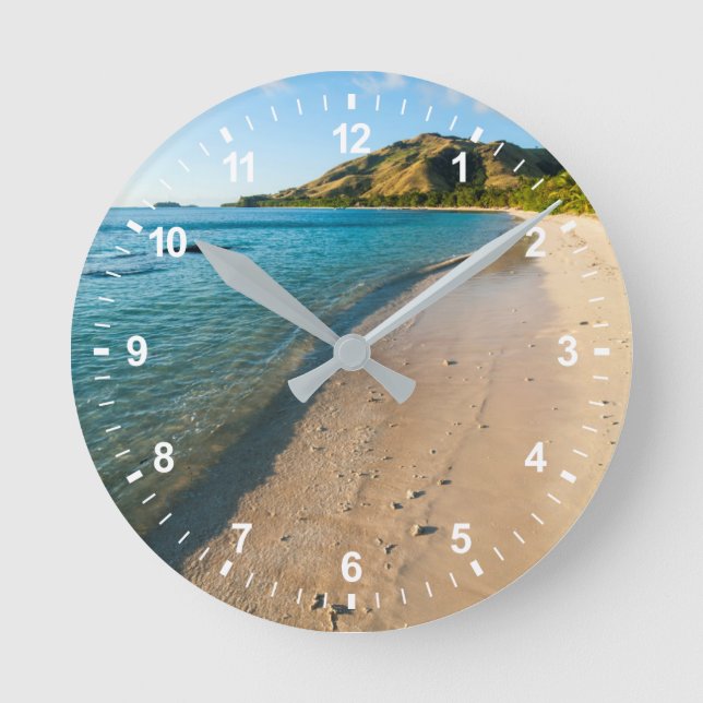 Tropical Beach Landschaft, Fidschi Runde Wanduhr (Vorderseite)