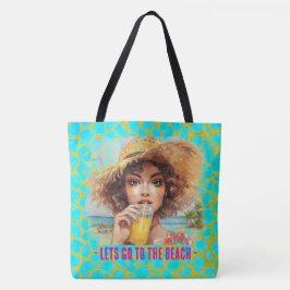 Tropical Beach, Lets Go to The Beach,Orange Turquo Tasche