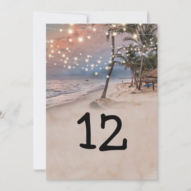 Tropical Beach Lights 12x18 Tischnummer (Vorderseite)