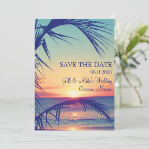 Tropical Beach Mexico Wedding rettet das Datum Save The Date