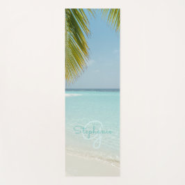 Tropical Beach Monogramed Elegant Palm Tree Yogamatte