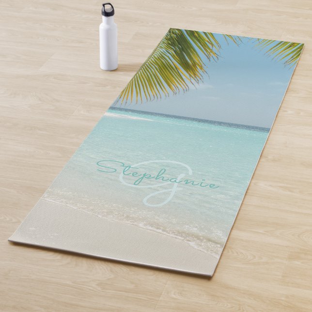 Tropical Beach Monogramed Elegant Palm Tree Yogamatte (Beispiel)