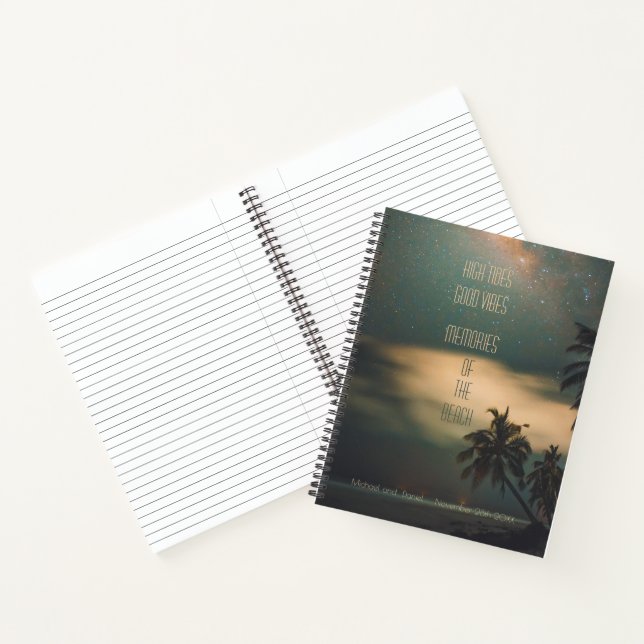 Tropical Beach Moonlight Erinnerungen Zitat und Na Notizbuch (Innenseite)