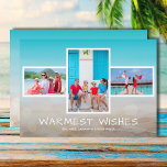 Tropical Beach Multi Foto Weihnachten<br><div class="desc">Teilen Sie Ihre Lieblings-Strandurlaube oder Fotos mit dieser lustigen tropischen Strandsandkarte und der Weihnachtskarte des Meeres mit Ihrer Nachricht in schicken weißen Schriften. Wählen Sie Matte für schwerstes Papier und High Definition für beste Druckqualität.</div>