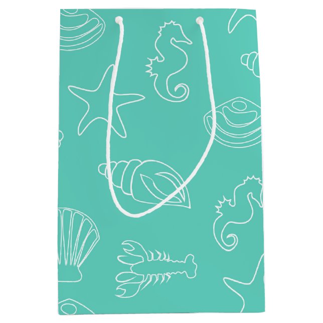 Tropical Beach Muschel Gefallen Geschenktasche Mittlere Geschenktüte (Vorderseite)