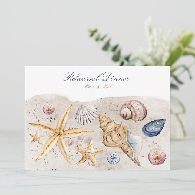 Tropical Beach Muschel Probe Dinner Card Dankeskarte (Stehend Vorderseite)