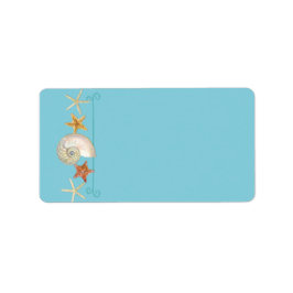 Tropical Beach Muscheln Starfish Nautilus Summer Adressaufkleber