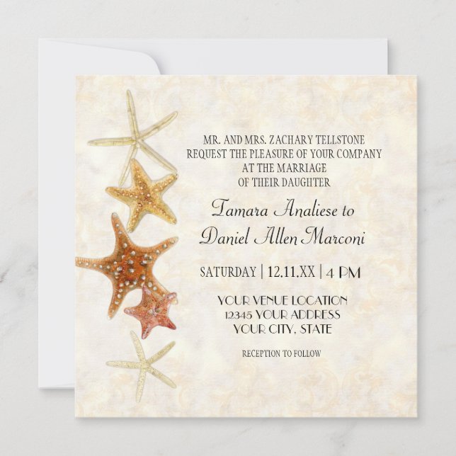 Tropical Beach Muscheln Starfish Nautilus Summer Einladung (Vorderseite)