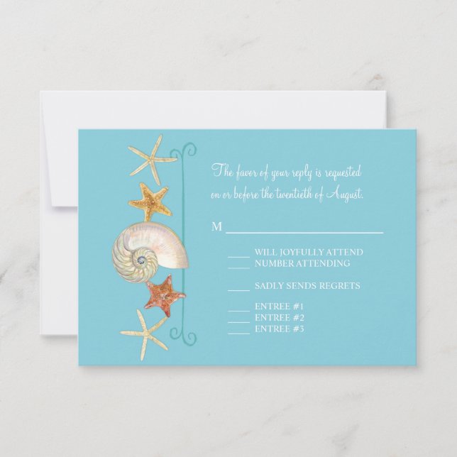 Tropical Beach Muscheln Starfish Nautilus Summer RSVP Karte (Vorderseite)