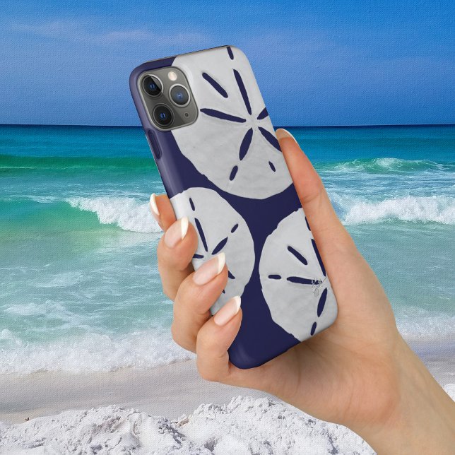 Tropical Beach Navy Blue White Sand Dollar Case-Mate iPhone Hülle (Von Creator hochgeladen)
