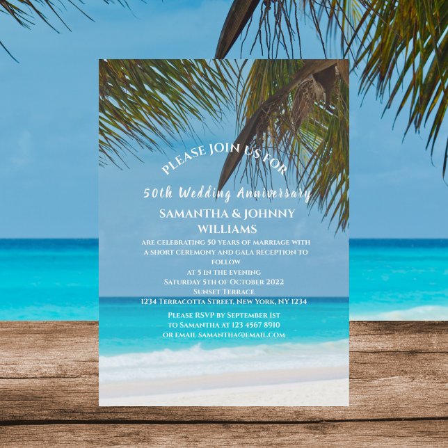 Tropical Beach Ocean 50. Hochzeitstag Einladung (Von Creator hochgeladen)