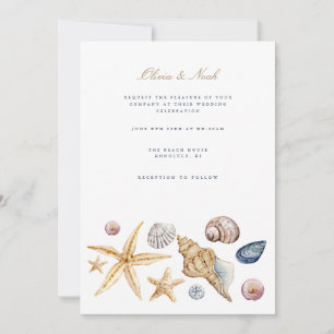 Tropical Beach Ocean Muschel Hochzeitkarte Einladung