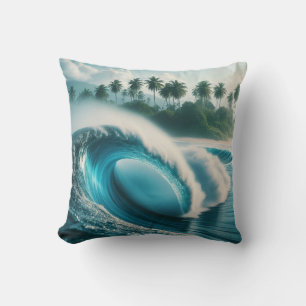 Tropical Beach Ocean Wave Crescendo Palmen Kissen
