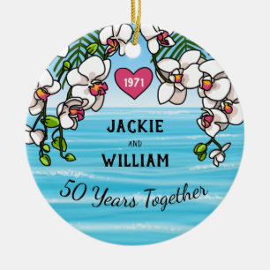 Tropical Beach Orchids, 50 Jahre alt Keramik Ornament