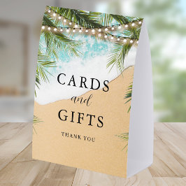 Tropical Beach Palm Lights Wedding Cards and Gifts Tischaufsteller