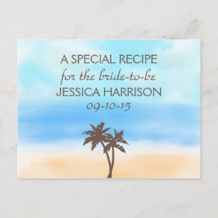 Tropical Beach Palm Tree Brautparty Rezept Card Einladungspostkarte