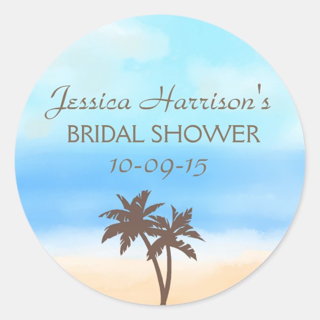 Tropical Beach Palm Tree Brautparty Stickers (Vorderseite)
