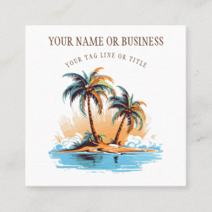 Tropical Beach Palm Tree Coastal Quadratische Visitenkarte