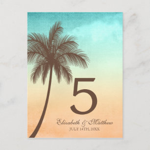 Tropical Beach Palm Tree Hochzeit Tischnummer